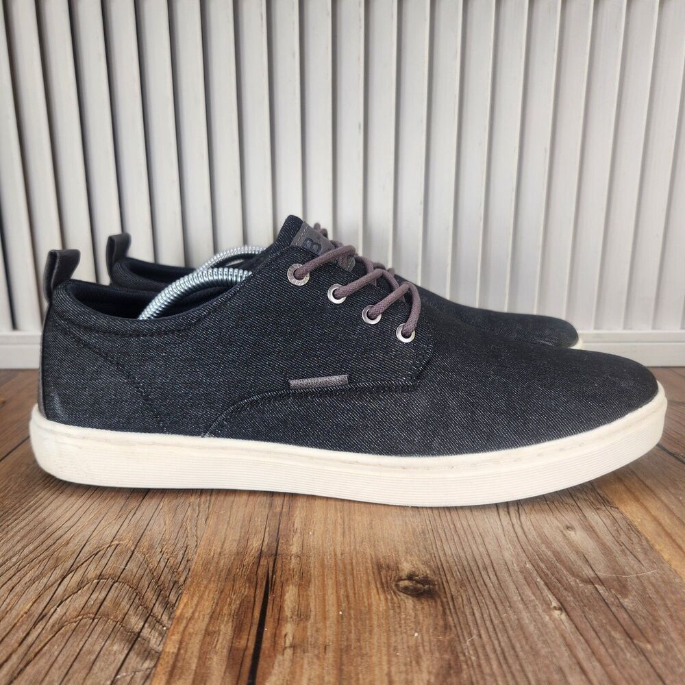 BullBoxer B-52 Mens Sz 12 Black Denim Canvas Lace Up Preppy City Sneakers Shoes